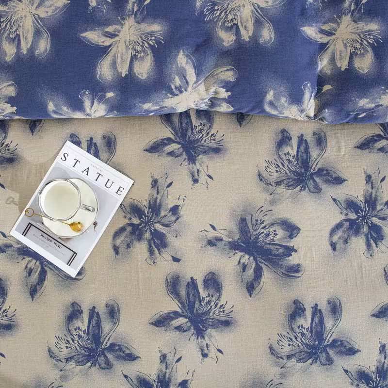 Ensemble de literie en coton de style oriental à motifs floraux (4 pièces) - image 10