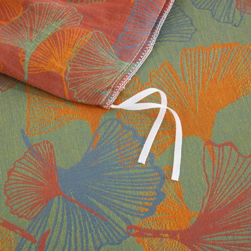 Parure de lit artistique en gaze de coton à motif de feuille de ginkgo (4 pièces) - image 8