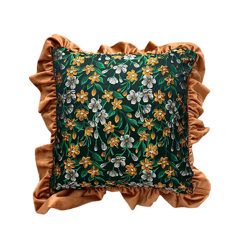 Coussin rétro à motifs floraux et de feuilles et à volants - image 5