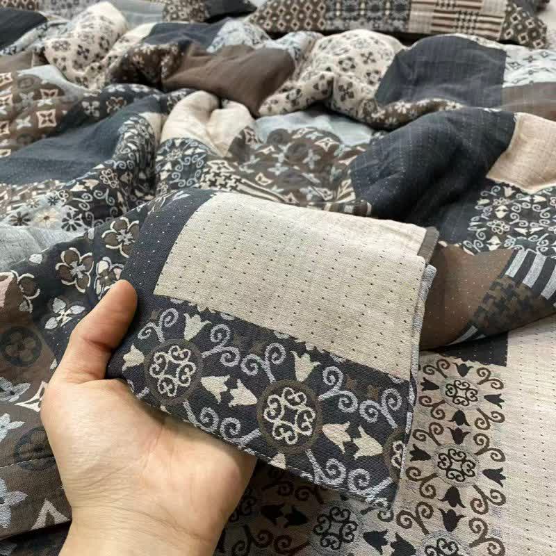 Linge de lit patchwork vintage en double gaze de coton - image 3