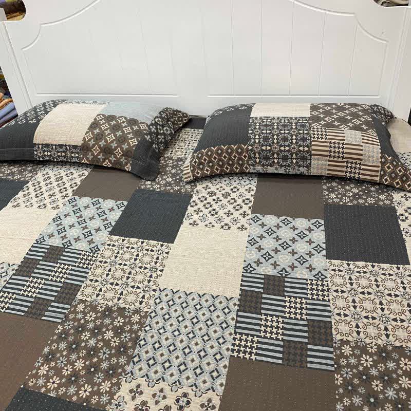Couvre-lit patchwork vintage en double gaze de coton - image 1