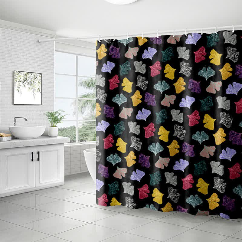 Rideau de douche à motif de feuilles de ginkgo colorées - image 7