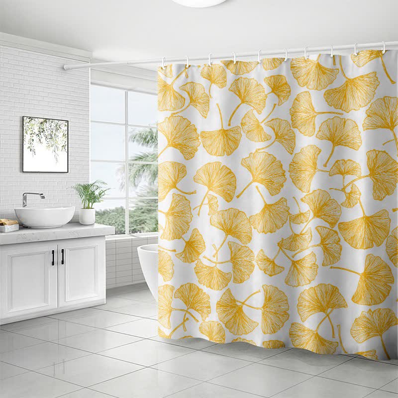 Rideau de douche à motif artistique de feuilles de ginkgo - image 7