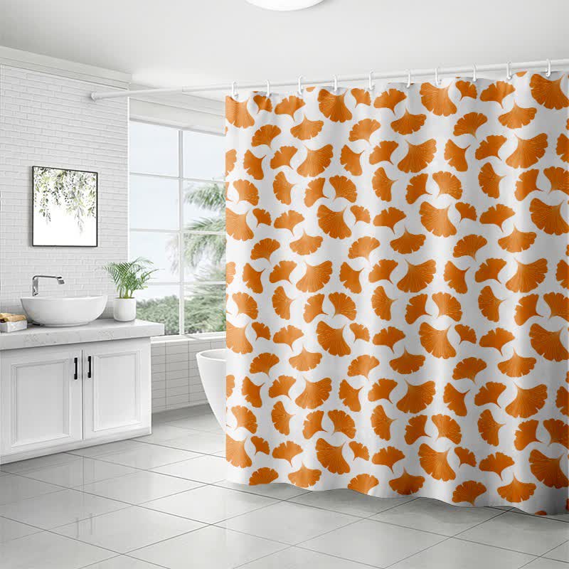 Rideau de douche à motif de feuilles de ginkgo orange - image 7