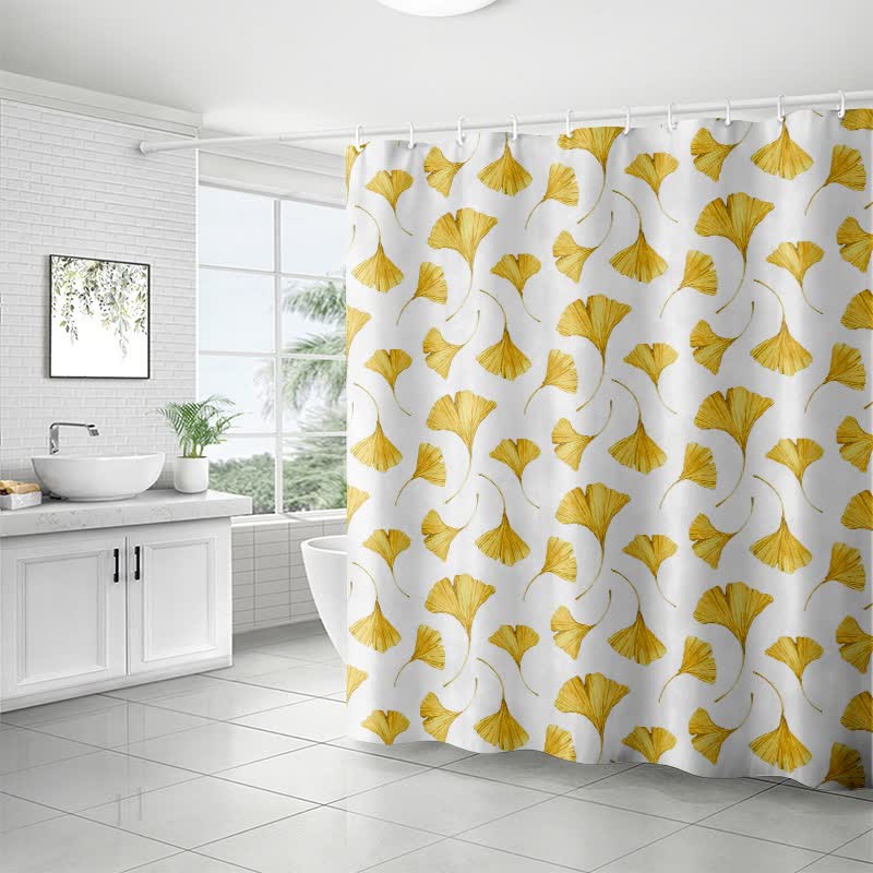 Rideau de douche à motif de feuilles de ginkgo dorées - image 7