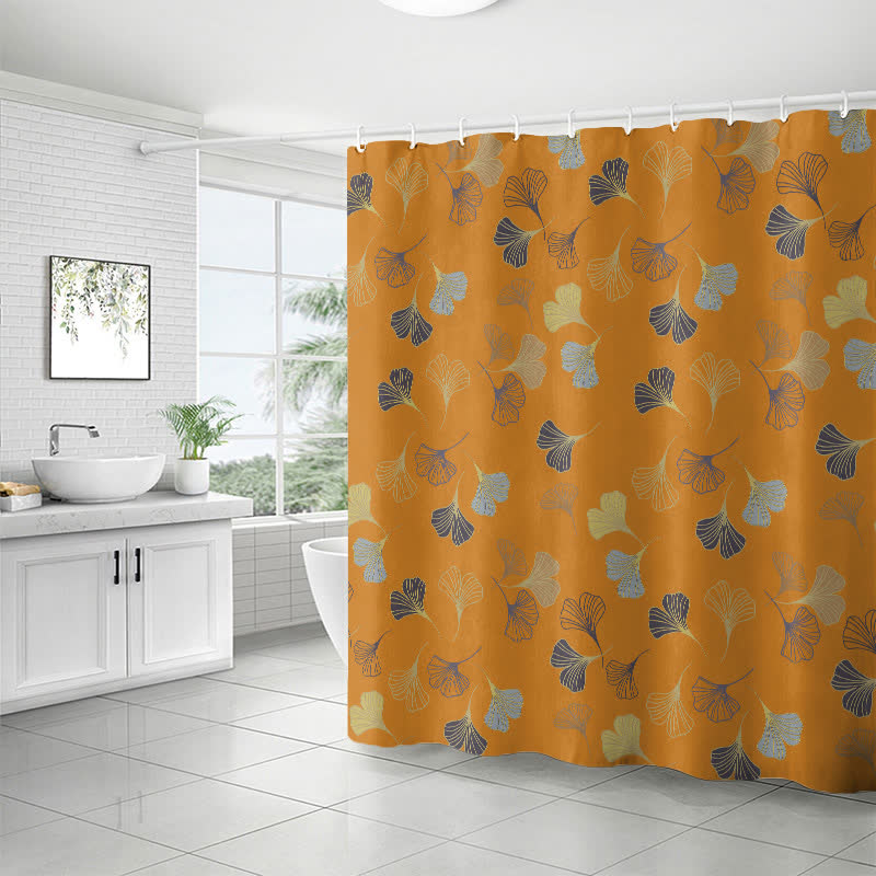 Rideau de douche élégant à motif de feuilles de ginkgo - image 3