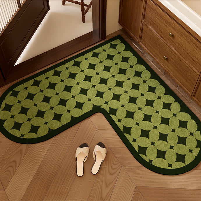 Tapis d'angle de cuisine en forme de L à motif géométrique - 140 cm x 140 cm x 45 cm - image 0