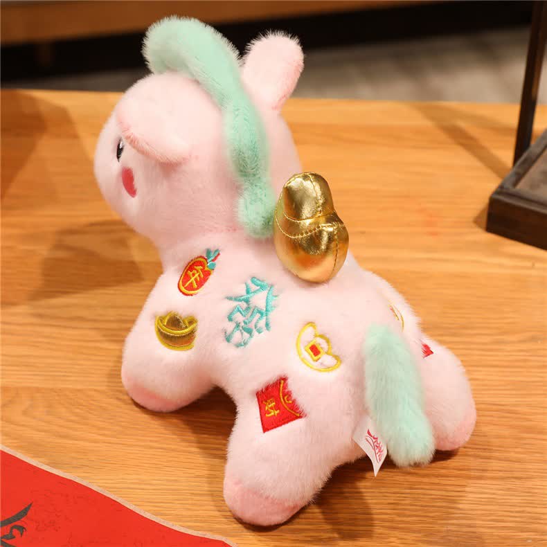 Décoration en peluche cheval porte-bonheur rose - image 14