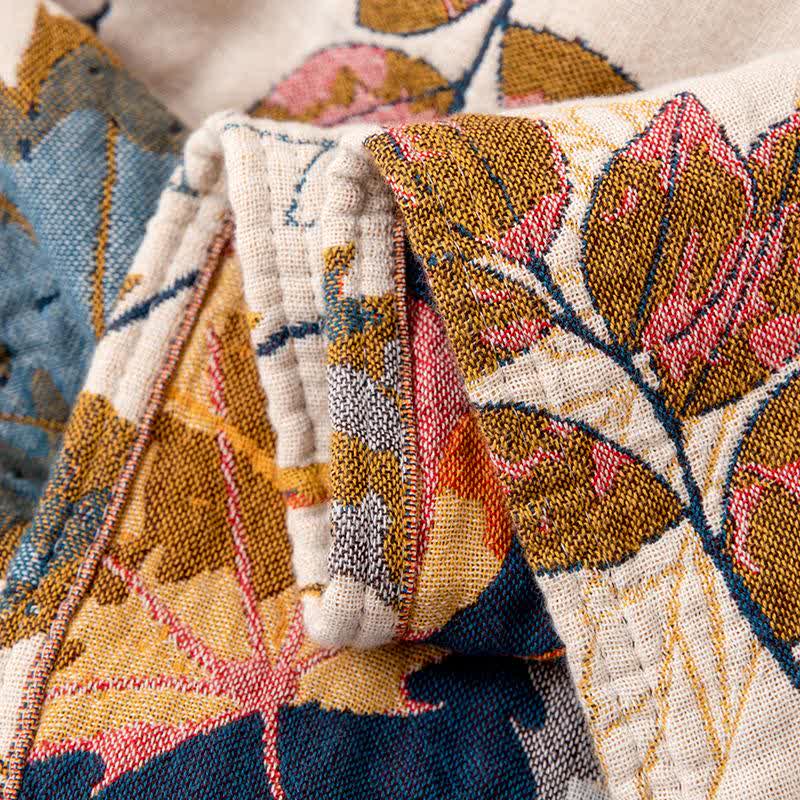 Couverture réversible en gaze de coton à motif de feuilles d'érable - image 5