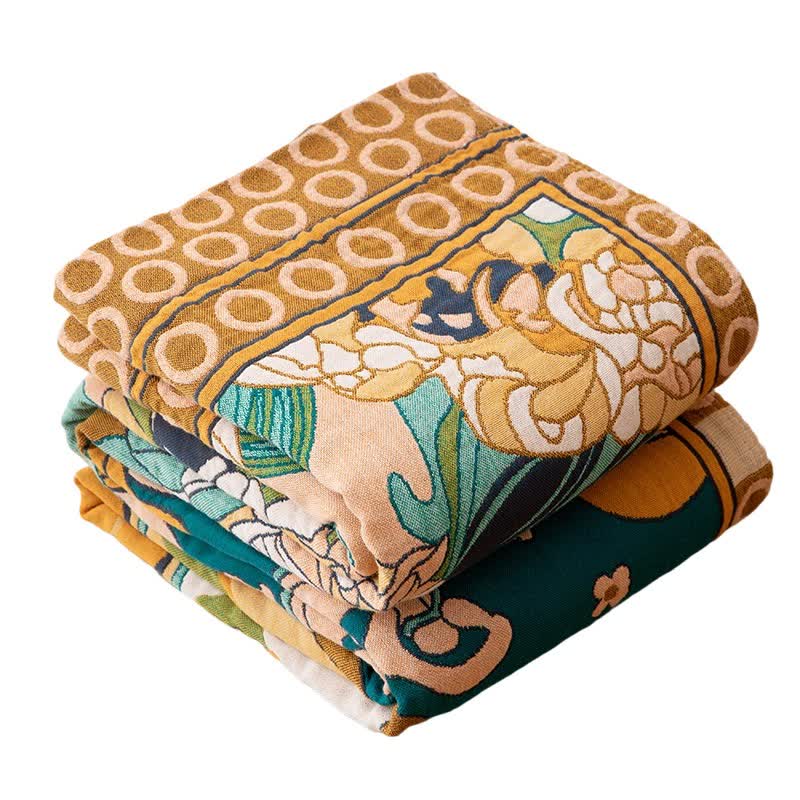 Couverture luxueuse en gaze de coton rétro à motif floral - image 6