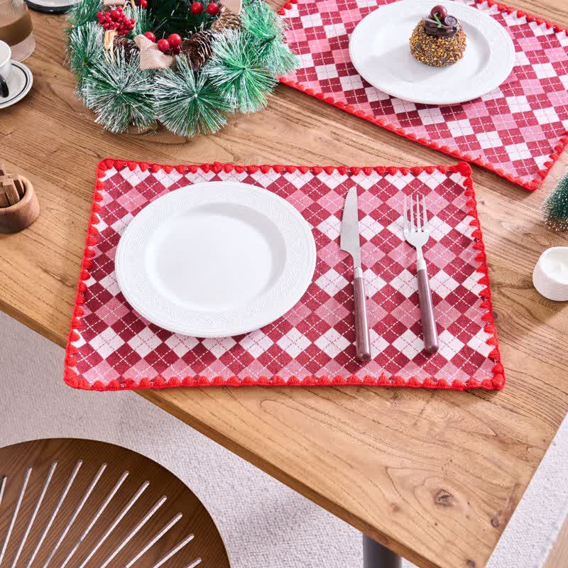 Sets de table en tissu jacquard à motif losanges (4 pièces) - Rouge - 4 pièces - 30 cm x 45 cm - image 10