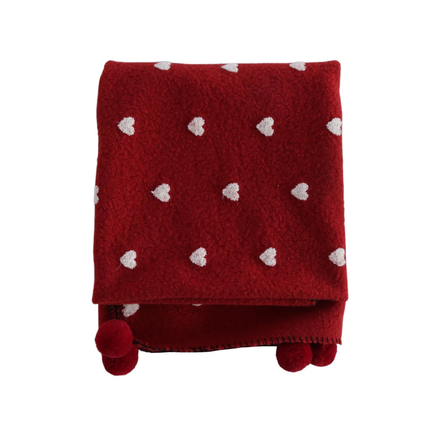 Couverture douce en forme de cœur avec des pompons - image 14