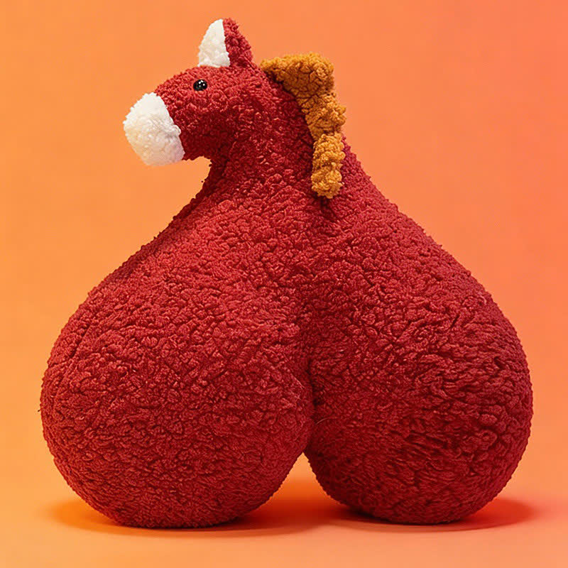 Coussin créatif en peluche sherpa en forme de croupe de cheval - Vin - 50 cm x 55 cm - image 9