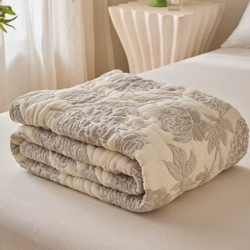 Couette réversible en gaze de coton à motif pivoine - image 5