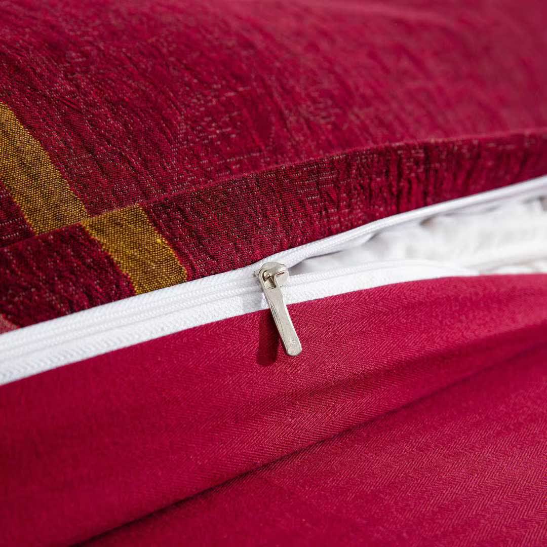 Ensemble de literie en coton avec motif de feuilles de ginkgo rouges et dorées (4 pièces) - image 7