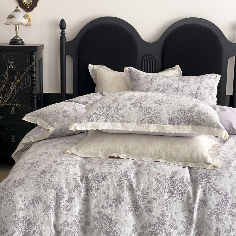 Ensemble de literie vintage en gaze de coton aux subtiles nuances de rose (4 pièces) - image 16