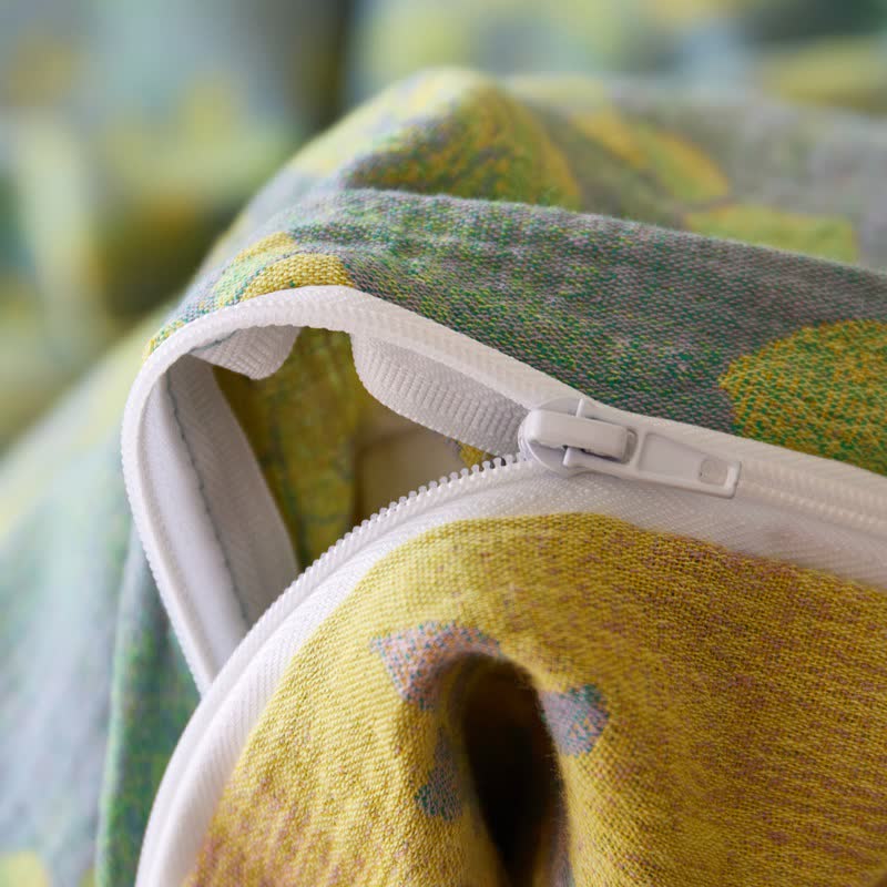 Linge de lit en gaze de coton à motifs de roses vertes et jaunes - image 12