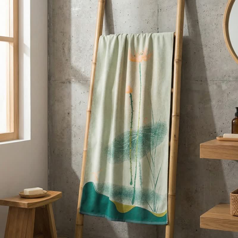 Serviette de bain traditionnelle en gaze de coton à motif de fleur de lotus - image 4