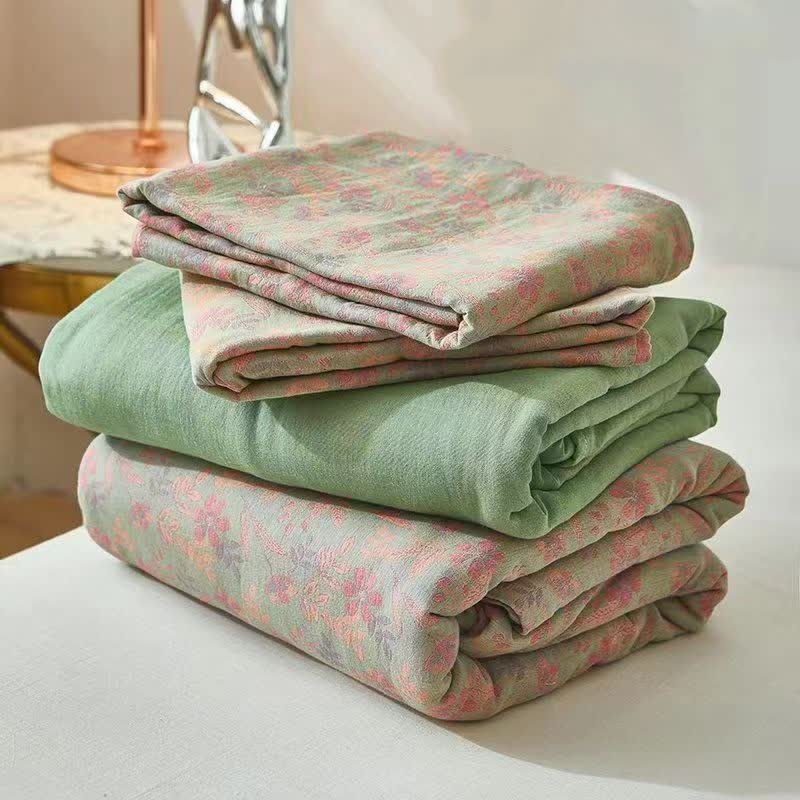 Linge de lit en double gaze de coton à motif champêtre et feuilles - image 5