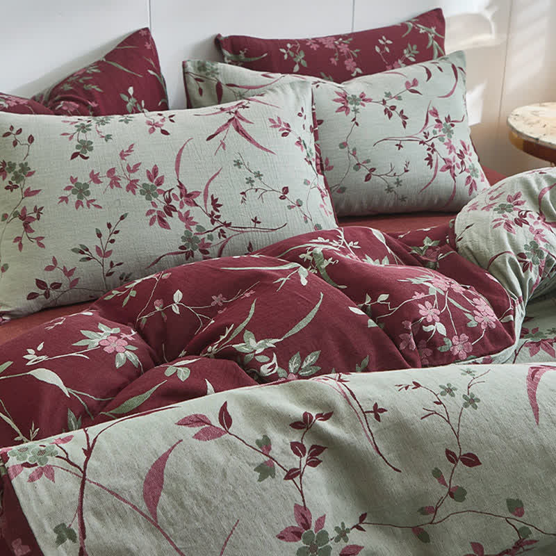 Linge de lit en double gaze de coton à motif de branches et de fleurs - image 5