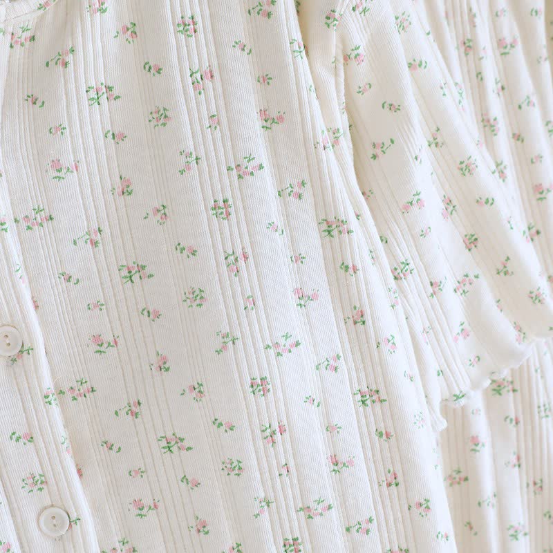 Ensemble pyjama en jacquard de coton à motif floral rustique - image 24