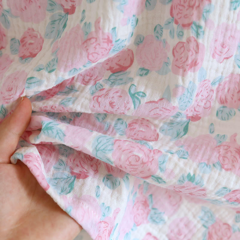 Pyjama romantique sans manches en gaze de coton à motif floral - image 6