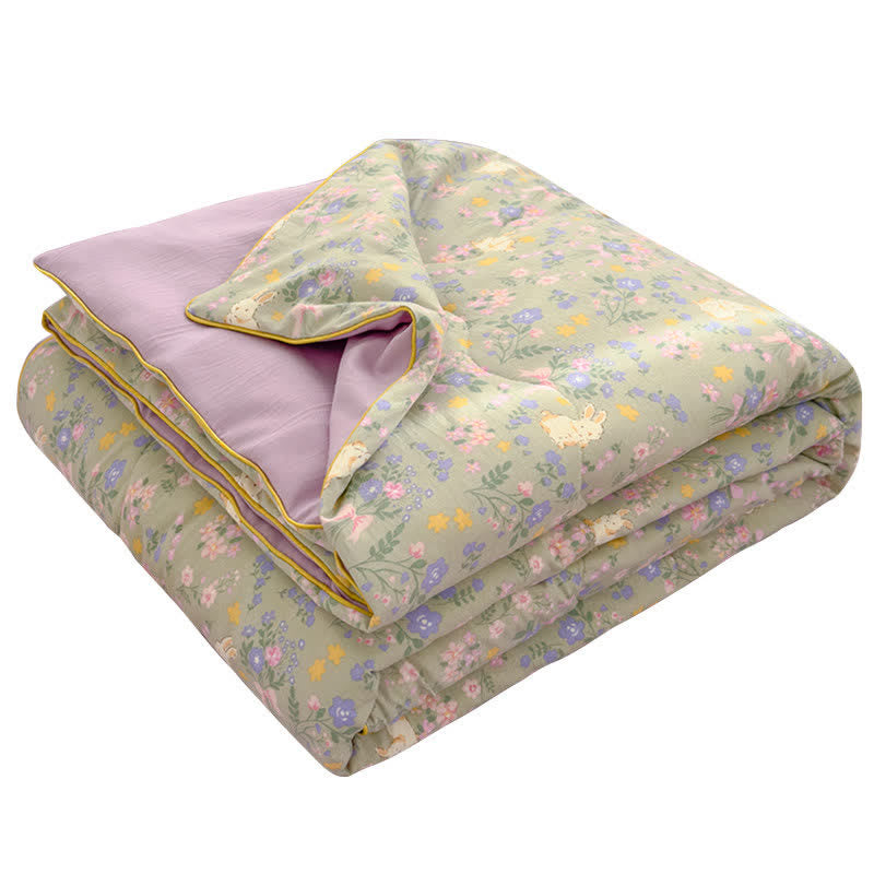 Couverture en coton avec lapin et fleurs de conte de fées - image 4
