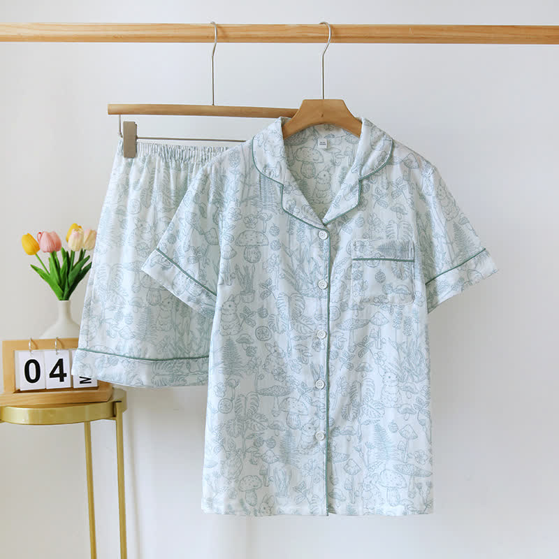 Pyjama en gaze de coton Refresh Bunny Forest - Vert - XL - image 12