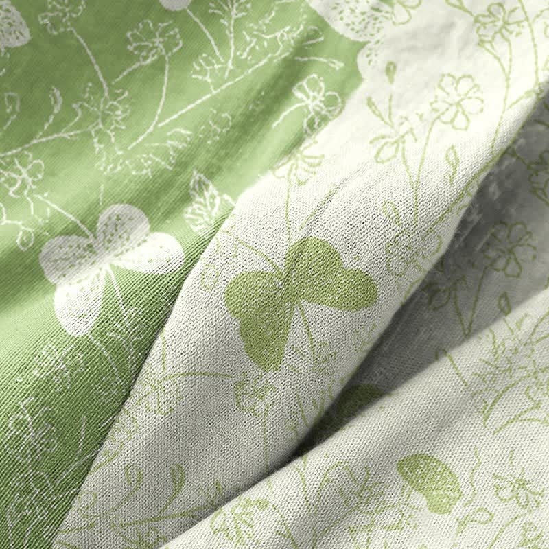Peignoir de style kimono en coton double épaisseur à motif papillon vert - image 6