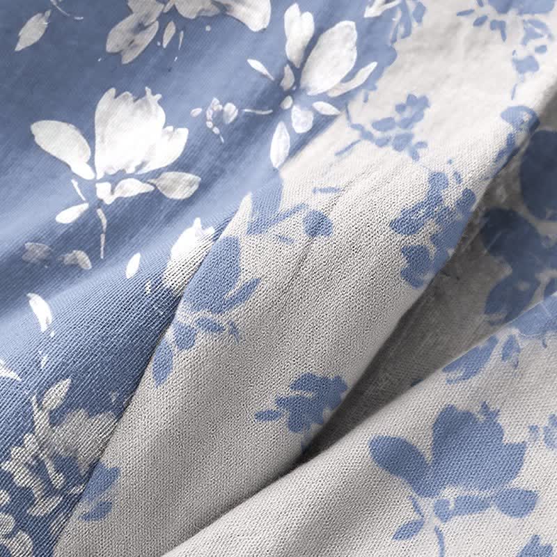 Peignoir élégant de style kimono, confectionné en coton double épaisseur à motif floral. - image 6