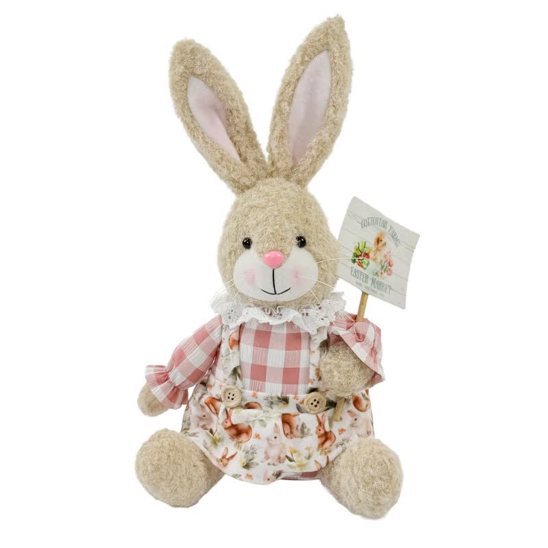 Lapin de Pâques en peluche assis, à utiliser comme décoration - image 16