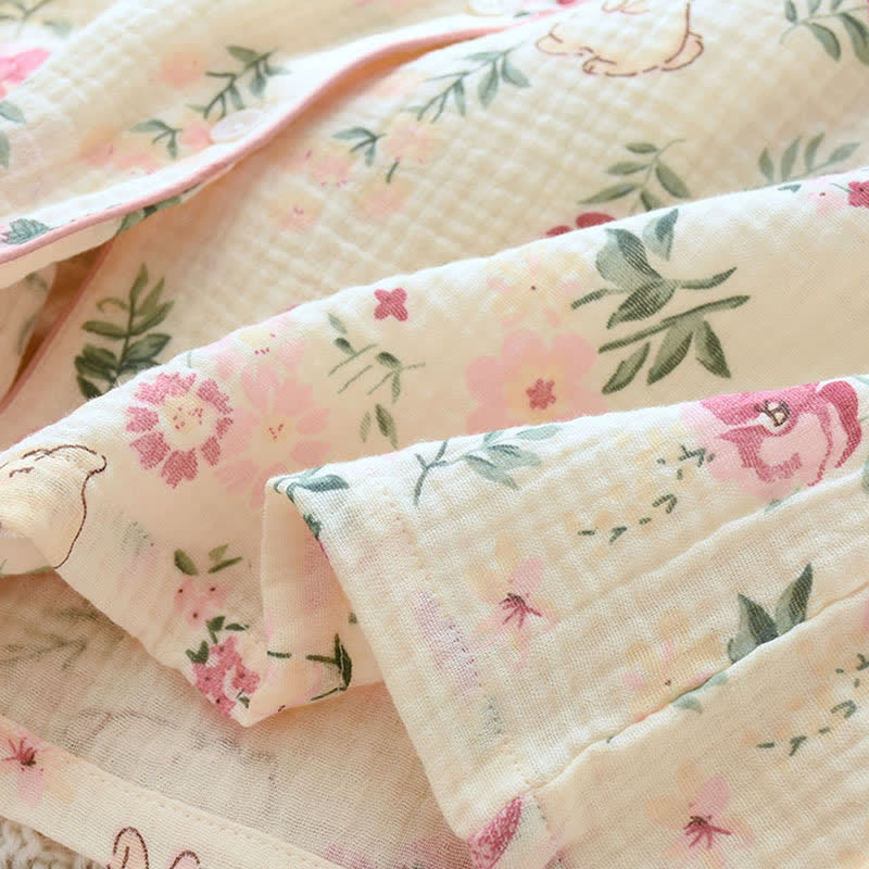 Haut de pyjama en gaze de coton à motifs floraux et de lapins - image 8