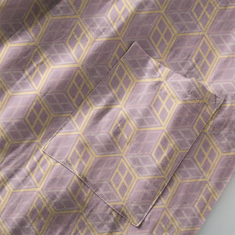 Peignoir en coton à motif hexagonal géométrique, confectionné à partir d'un tissu en coton double couche. - image 6