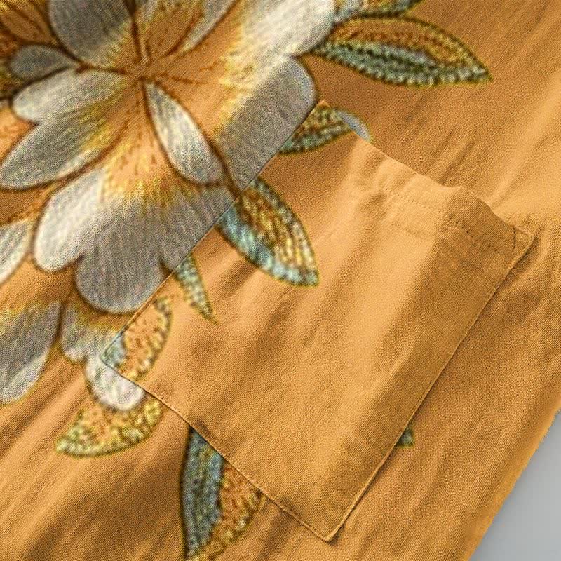 Peignoir de style kimono en gaze de coton orné d'une pivoine jaune - image 6