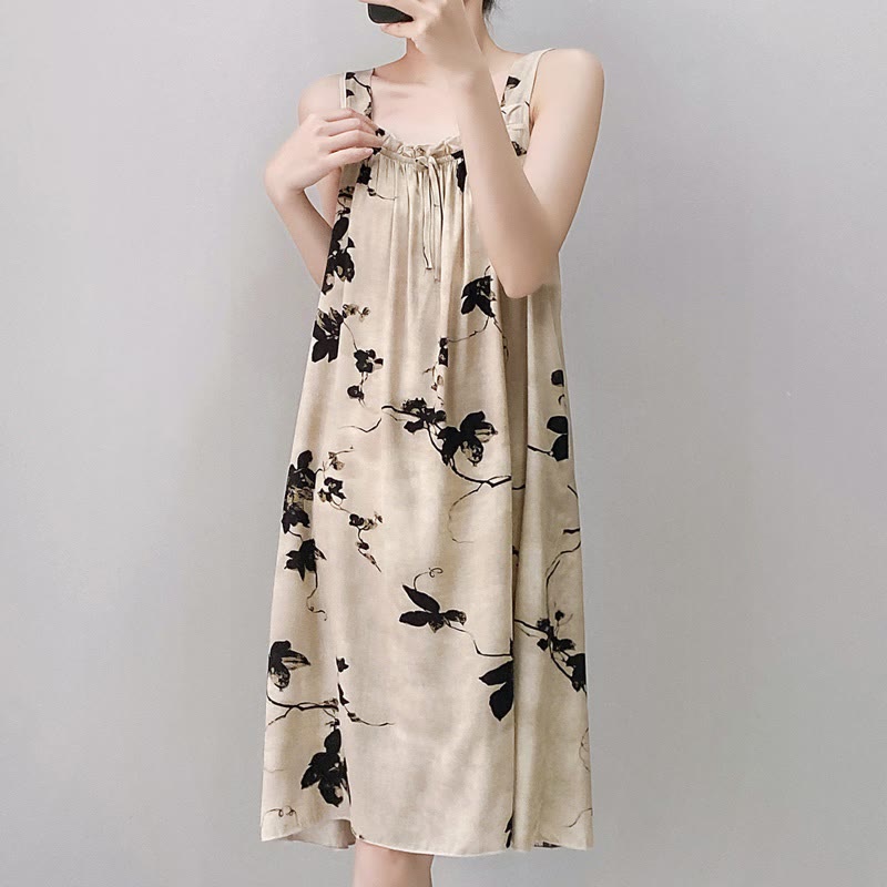 Chemise de nuit sans manches à motif floral et effet d'encre - image 6