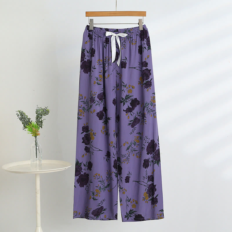 Pyjama violet à fleurs avec débardeur et pantalon - image 5