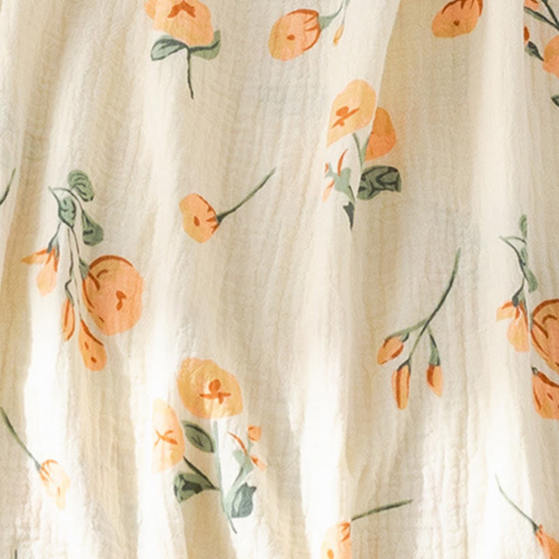 Chemise de nuit en gaze de coton orange à motif floral - image 5