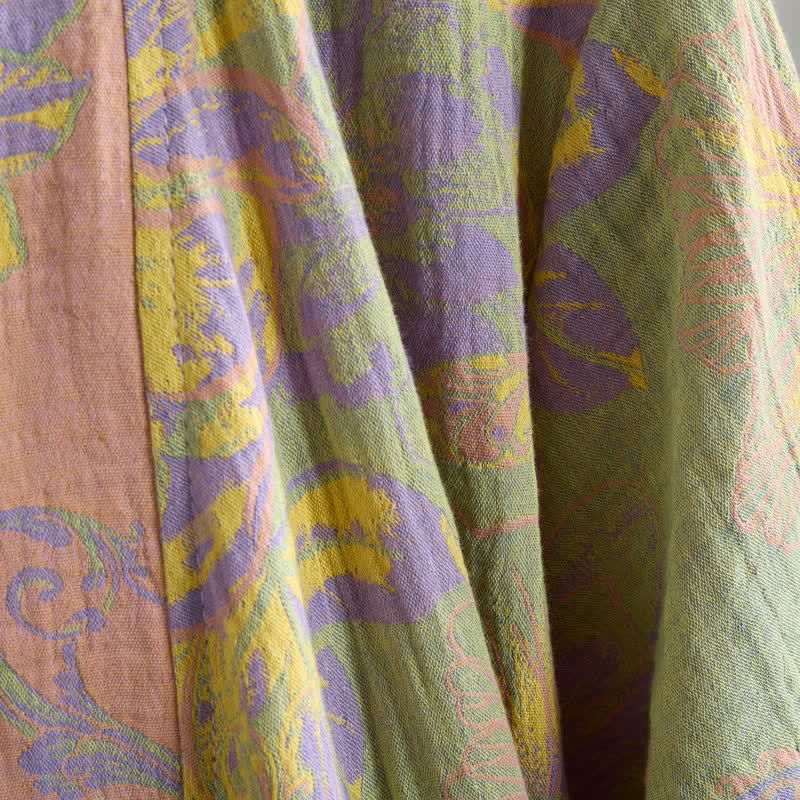 Peignoir en coton à manches courtes, orné de motifs floraux artistiques. - image 9