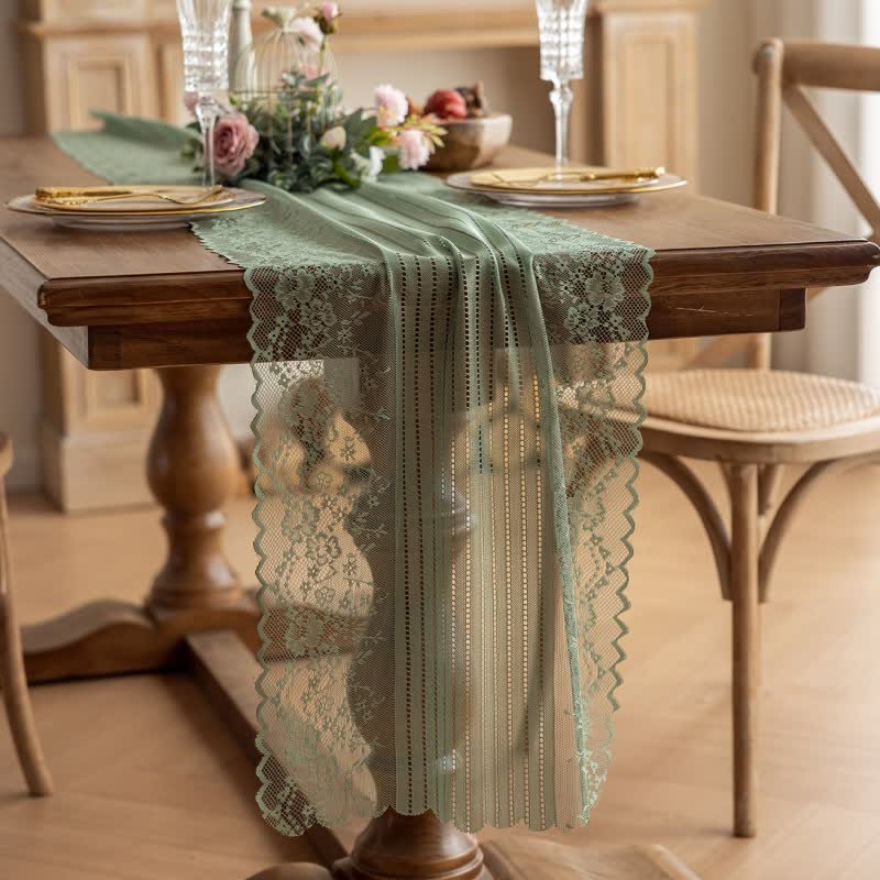 Chemin de table en dentelle jacquard florale - image 10