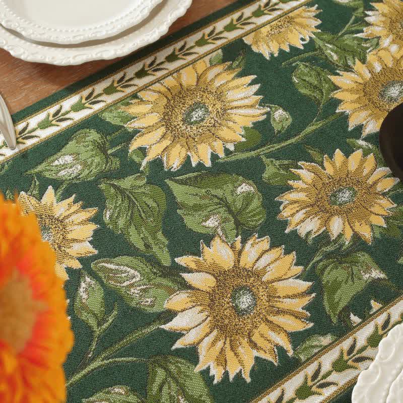 Chemin de table à motif jacquard tournesol et à pompons - image 6