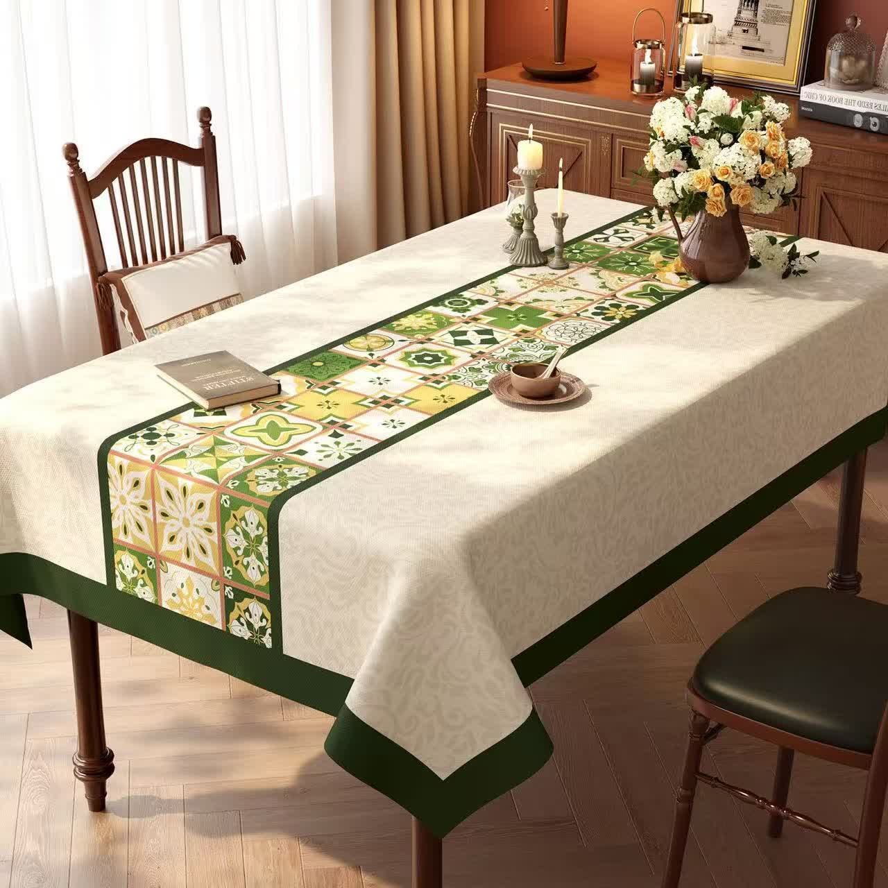 Nappe bohème en patchwork de carreaux marocains style - E - 140 cm x 220 cm - image 4