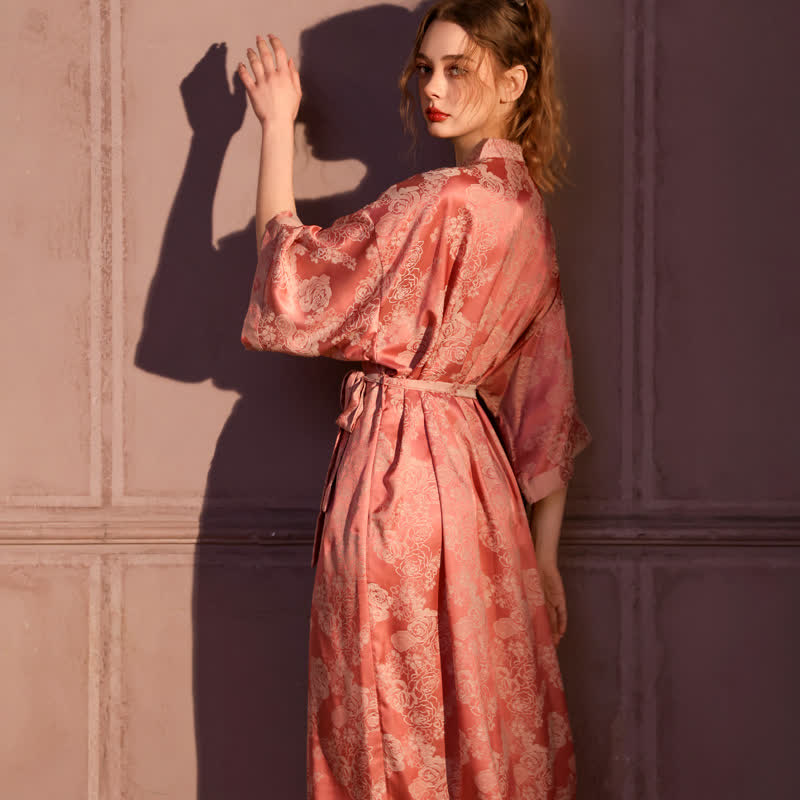 Peignoir romantique style kimono à manches 3/4 en forme de rose - image 4