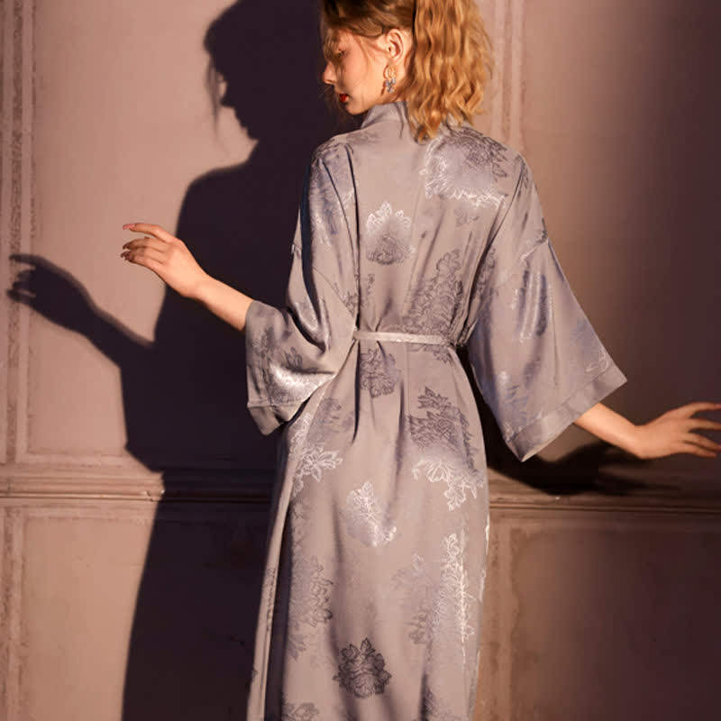 Peignoir kimono luxueux à motif floral et manches 3/4 - image 9