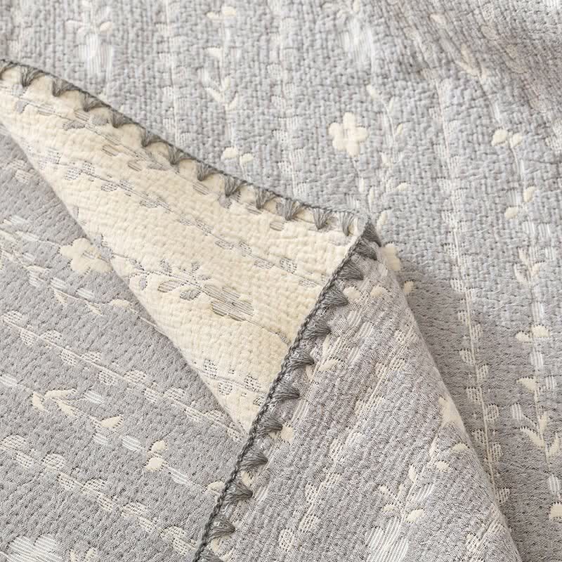 Couverture en gaze de coton à motifs de feuilles et à rayures - image 9