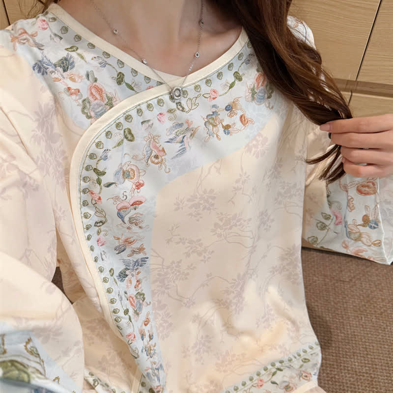 ensemble de pyjama fleuri d'inspiration Hanfu vintage - image 8