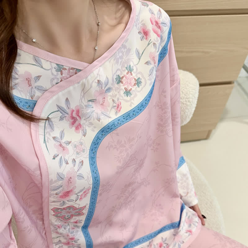 ensemble pyjama fleuri rétro inspiré du Hanfu - image 10