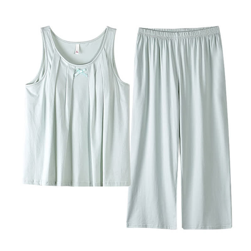 Pyjama composé d'un débardeur et d'un pantalon en coton uni - image 14