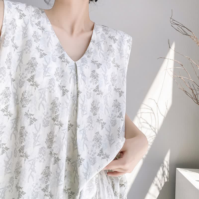 Ensemble pyjama élégant à motif de feuilles : débardeur et pantalon - image 4