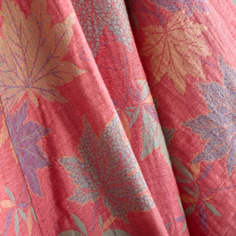 Peignoir de style kimono en coton double épaisseur à motif de feuille d'érable - image 8