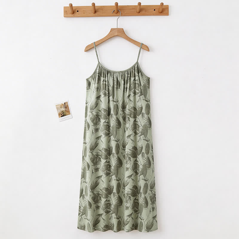 nuisette à camisole à motif de feuilles vertes artistiques - image 4